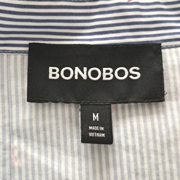 Bonobos Blue Palm Party Stripe Pegasus Pullover Shirt Blouse Size Medium - Picture 7 of 12